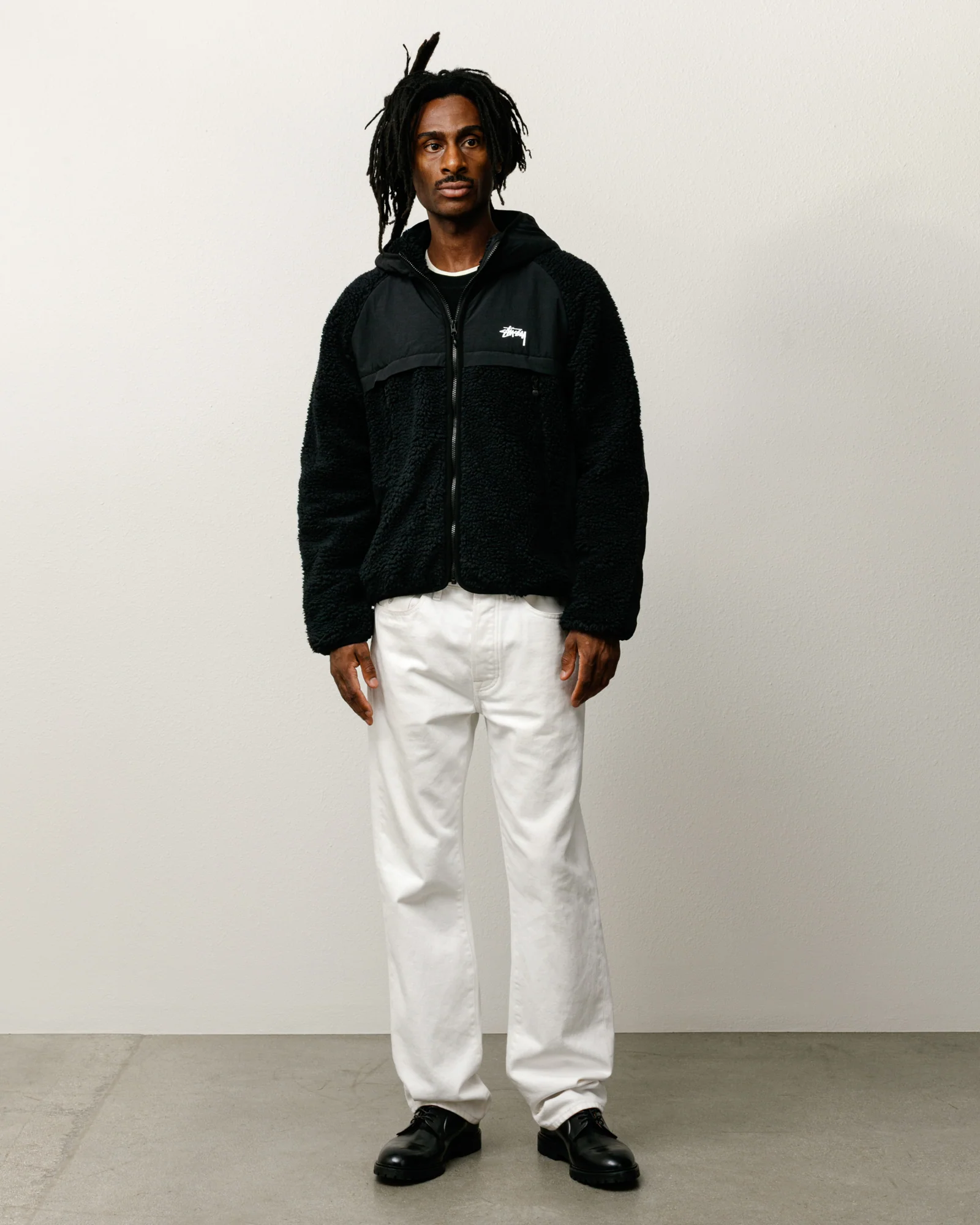 SHERPA PANELED HOODED JACKET